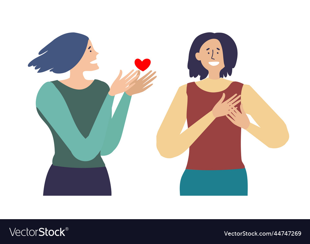 Valentines day a woman gives another Royalty Free Vector