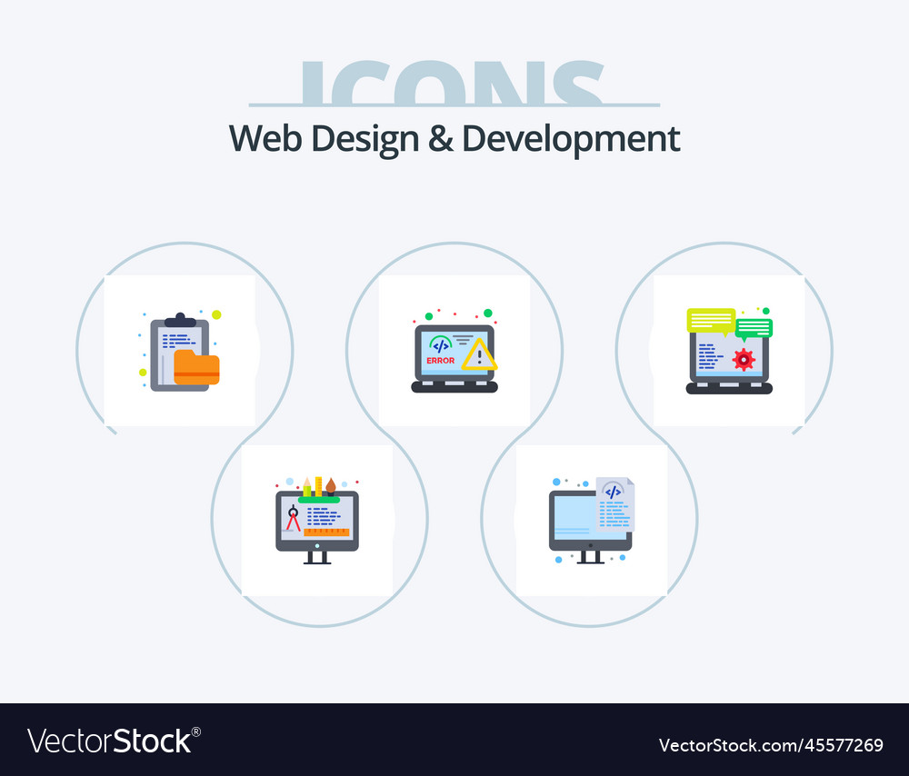 Web design and development flat icon pack 5