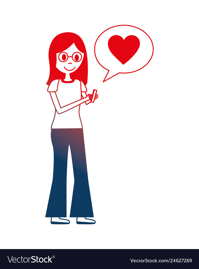 Young woman with smartphone and speech bubble