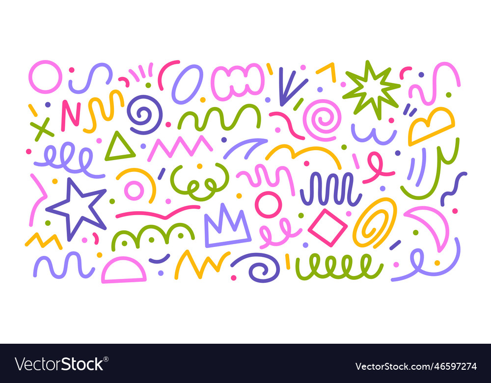 Abstract color line doodle shapes lines drawing