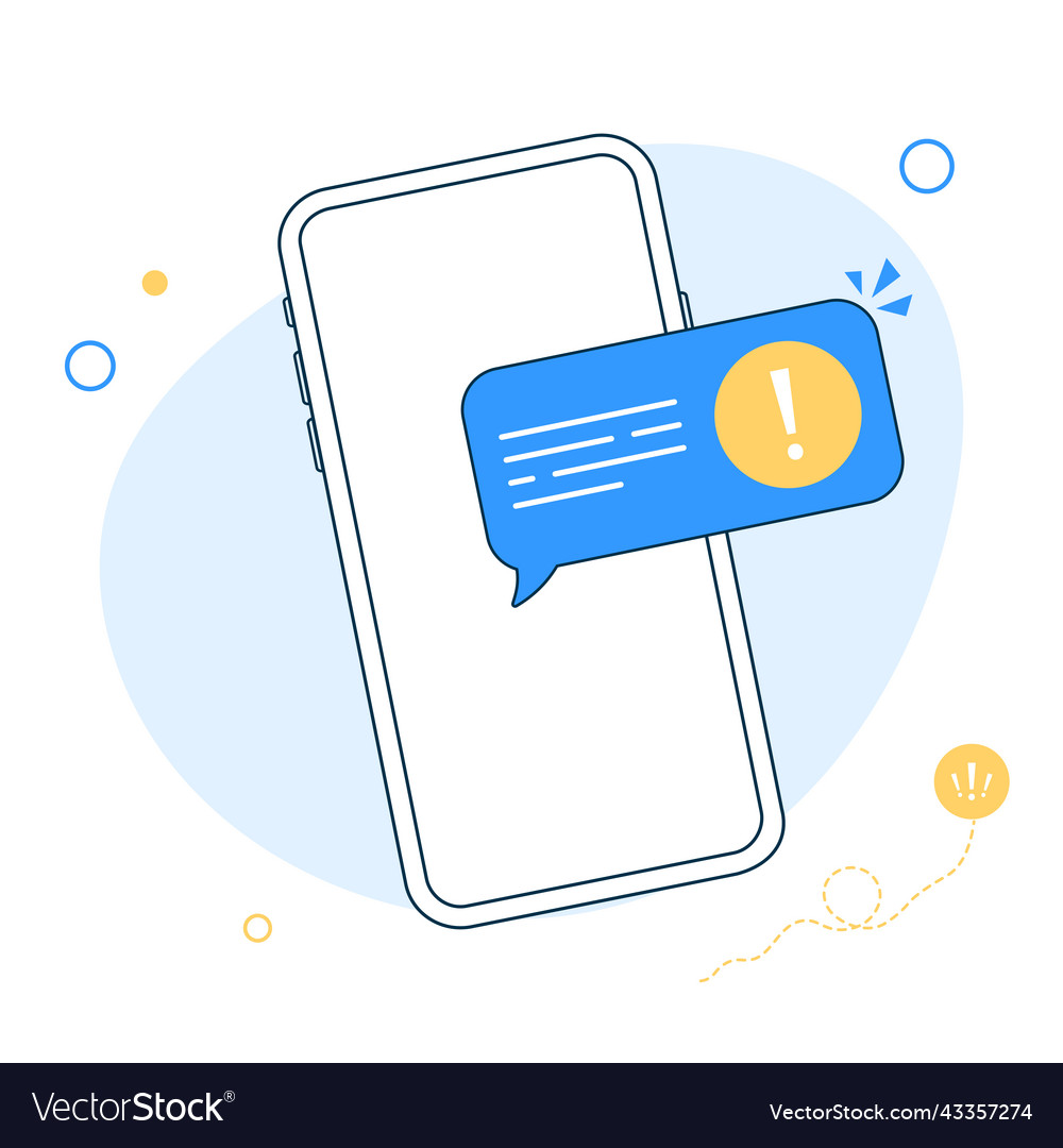 Alert message mobile notification smartphone vector image Alert message mobile notification smartphone