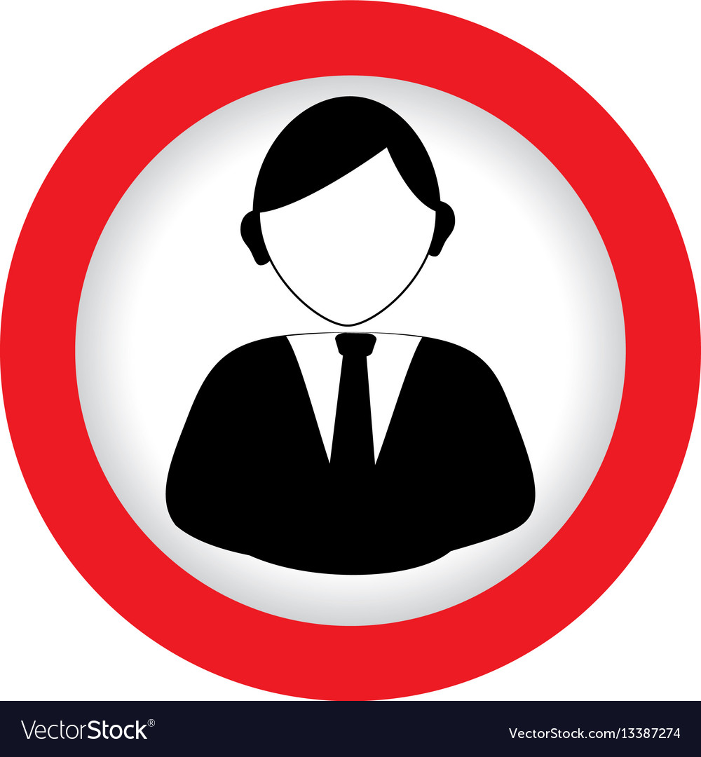 Circular emblem with half body man in formal suit