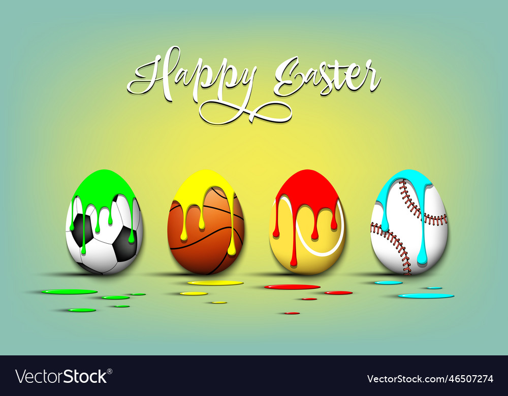 Happy easter set eggs in the form of sport balls