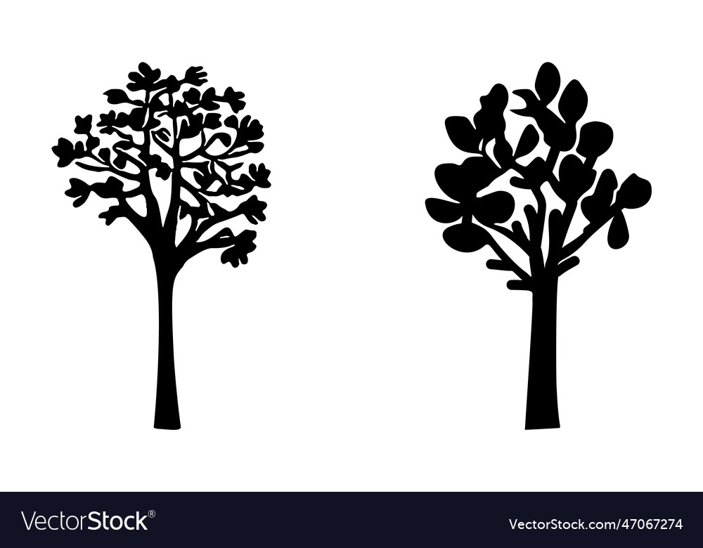 Linocut tree design elements in scandi