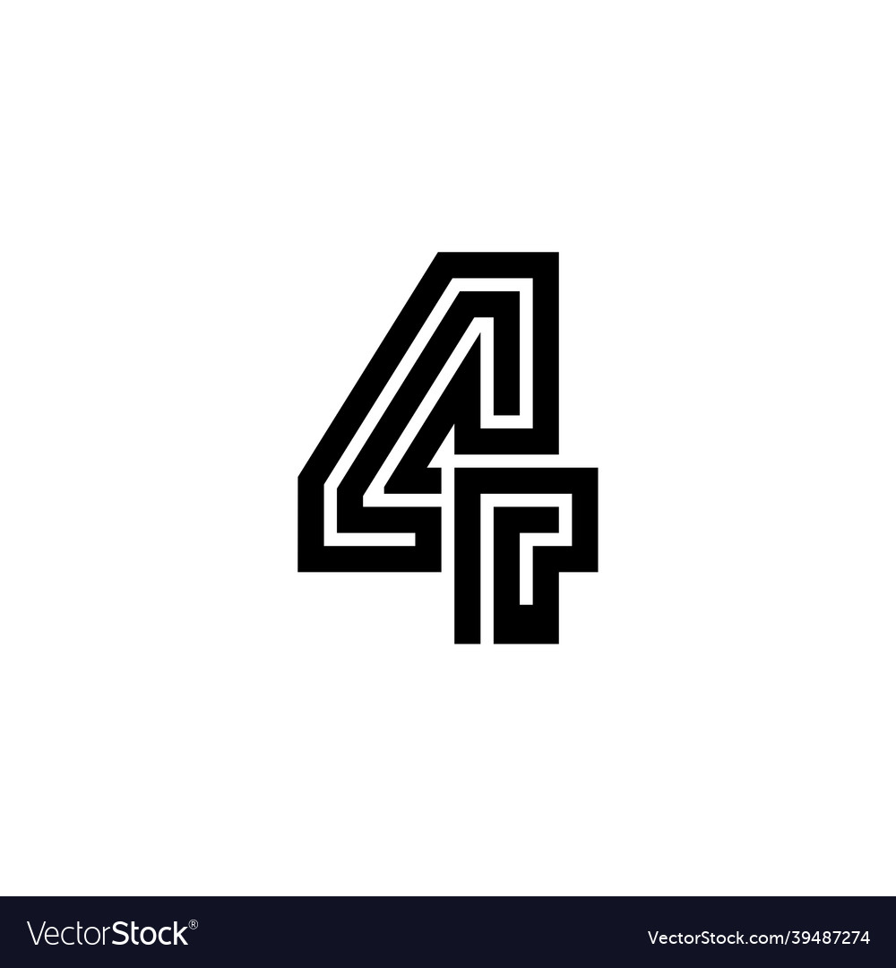 Maze line number logotype 4 vector image Maze line number logotype 4
