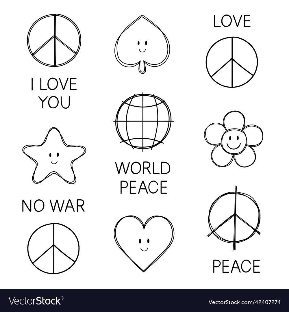 Peace doodle isolated icon peaceful hand