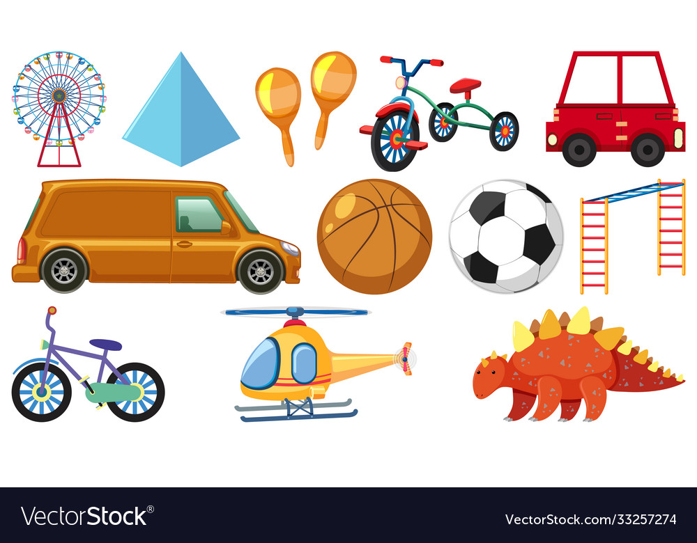 Set various objects cartoon