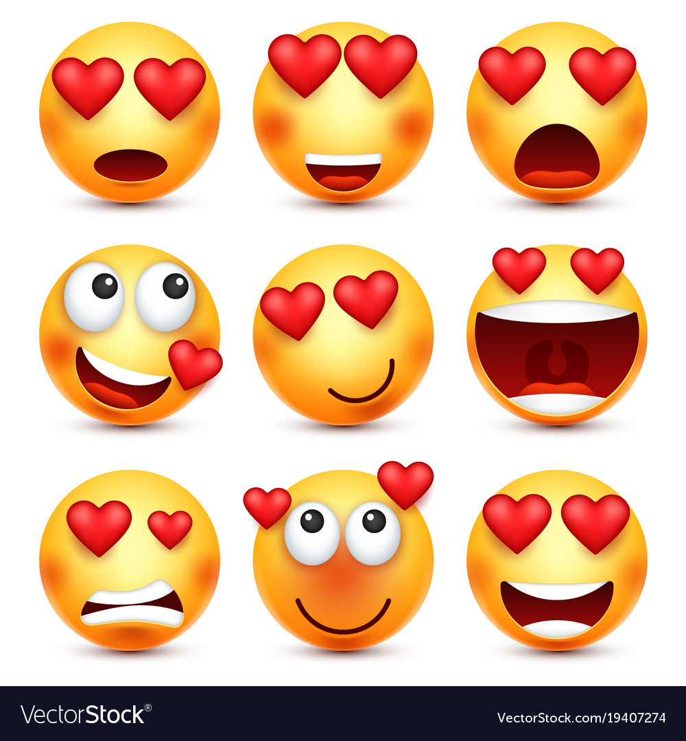 Valentines day smiley emoji with heart love Vector Image