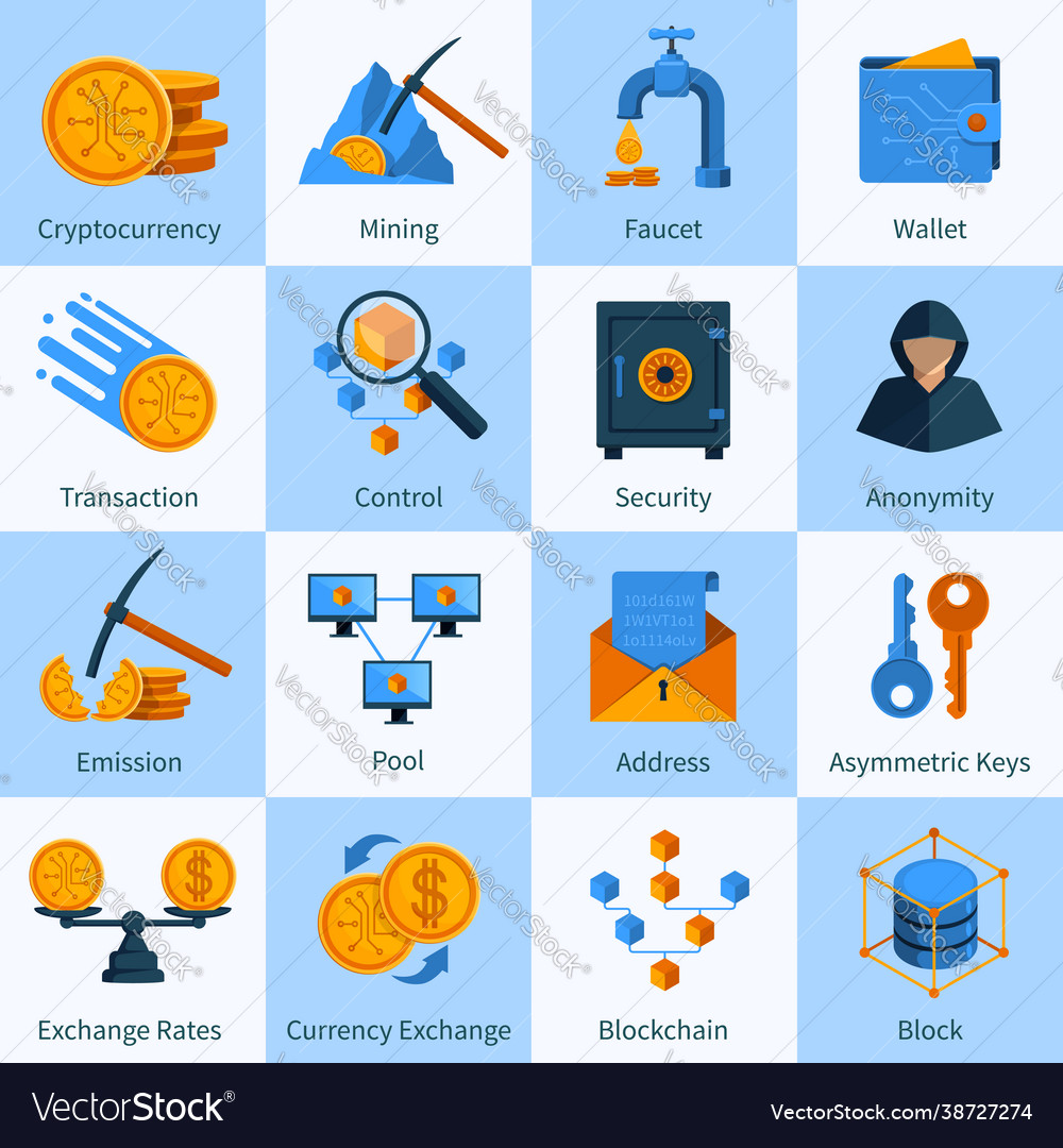 Virtual Currency Icons - Blockchain & Mining