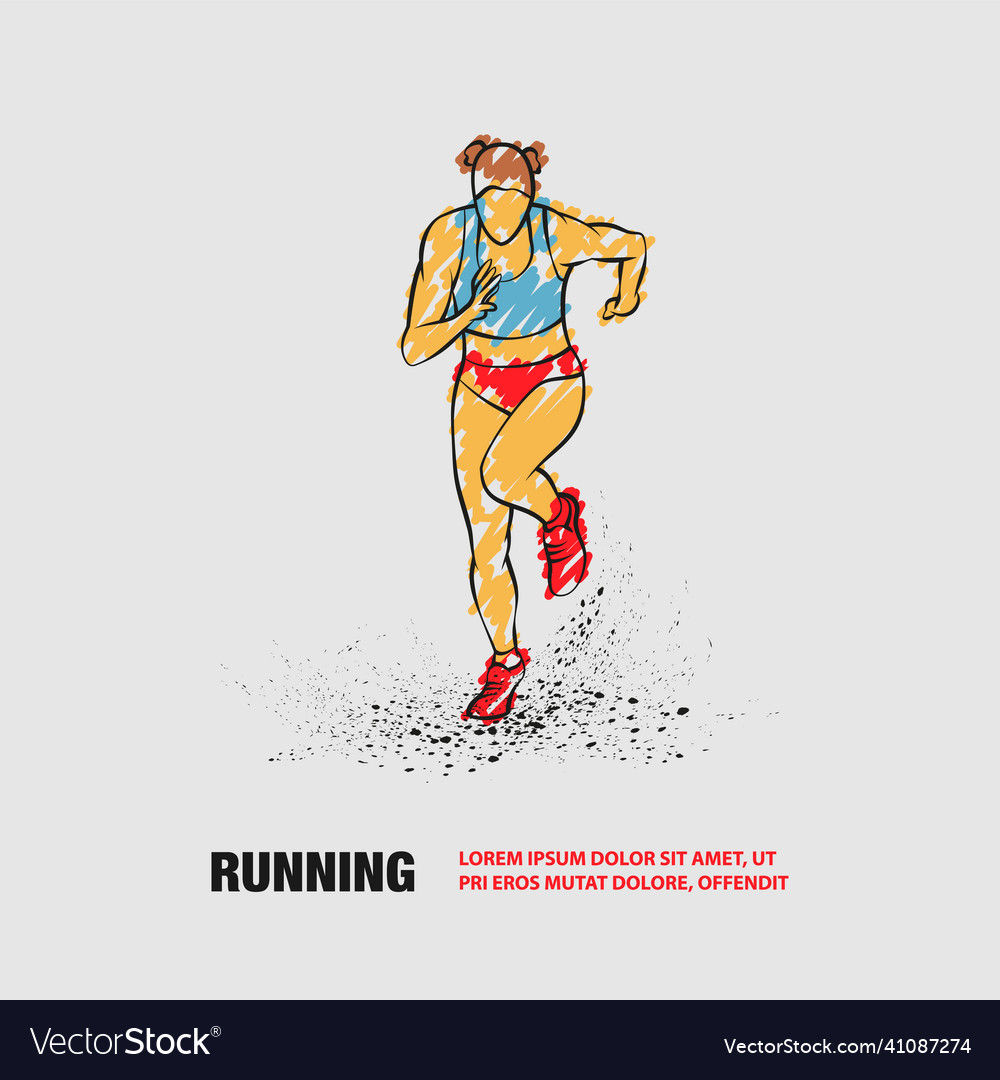 Woman runs front view outline of running Vector Image