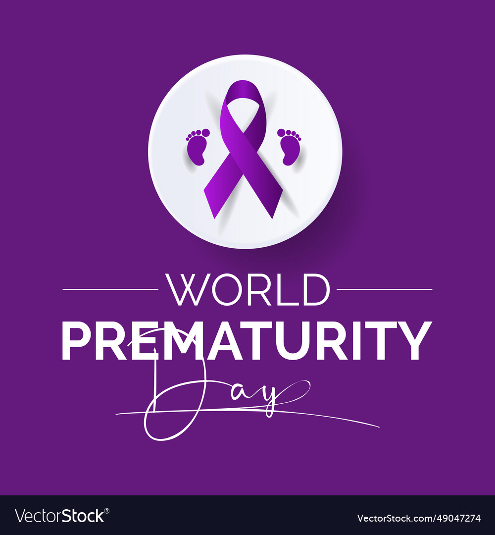 World prematurity day with tiny newborn Royalty Free Vector