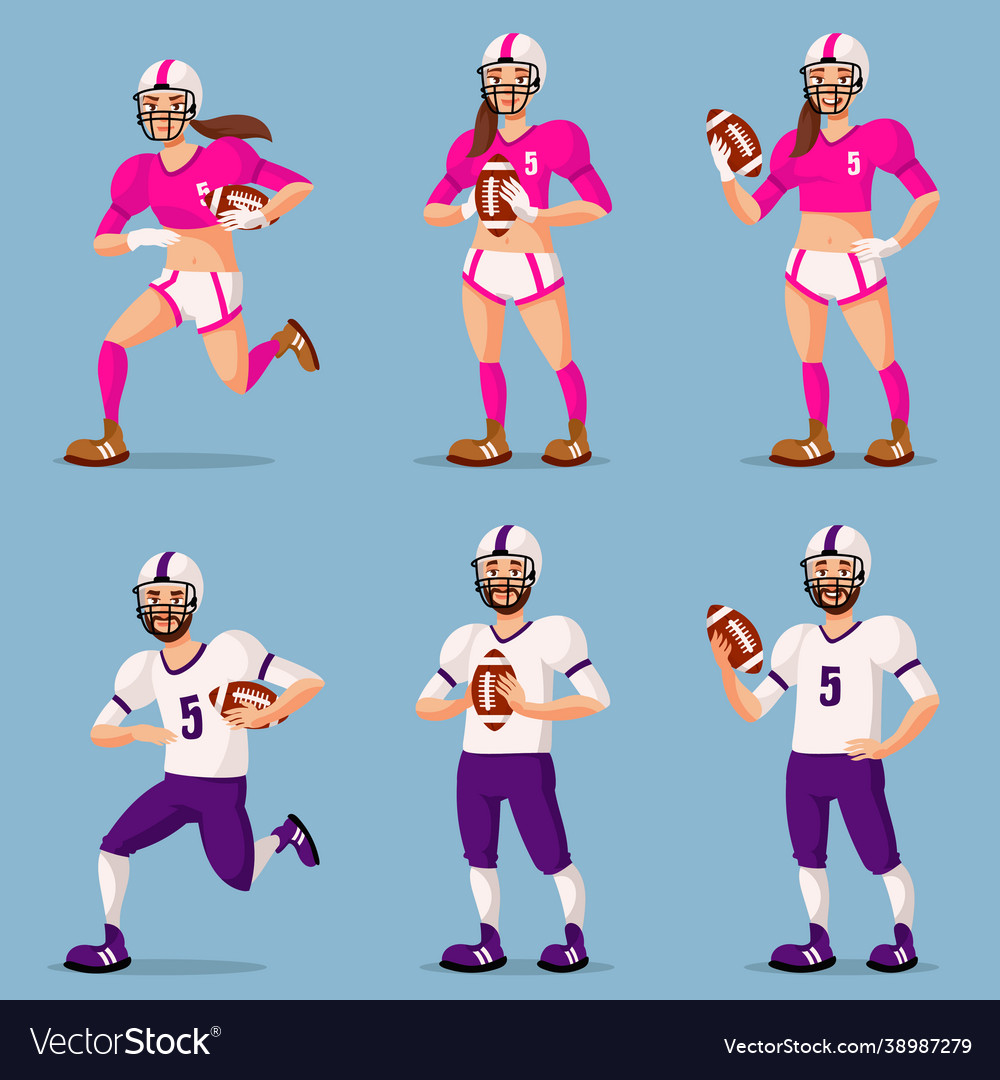 American football players in different poses