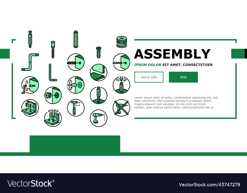 Assembly furniture instruction landing header vector image Assembly furniture instruction landing header