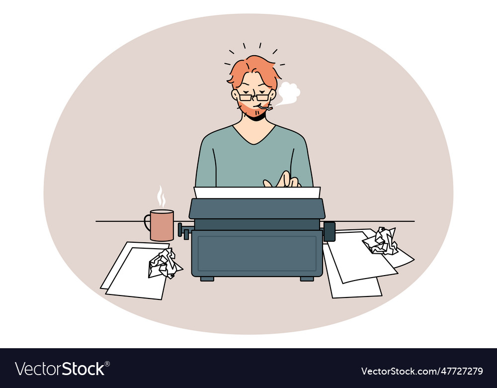 Autor Typisierung auf retro Schreibmaschine vector image Autor Typisierung auf retro Schreibmaschine