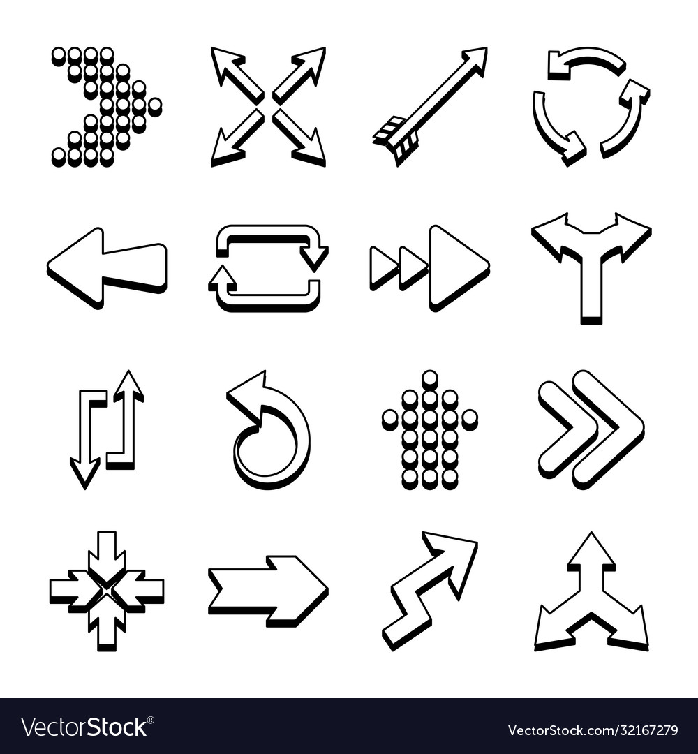 Bent arrows and icon set line style