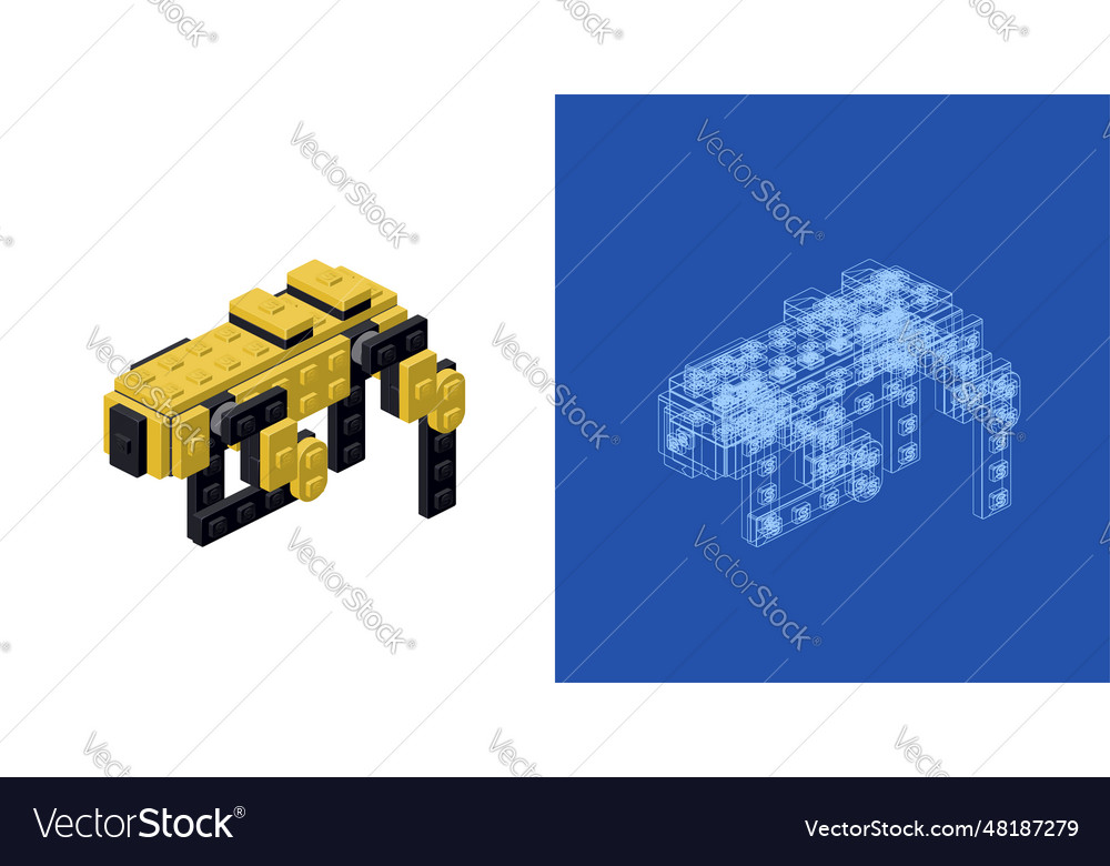 Concept with robot dog in isometric style vector image Concept with robot dog in isometric style