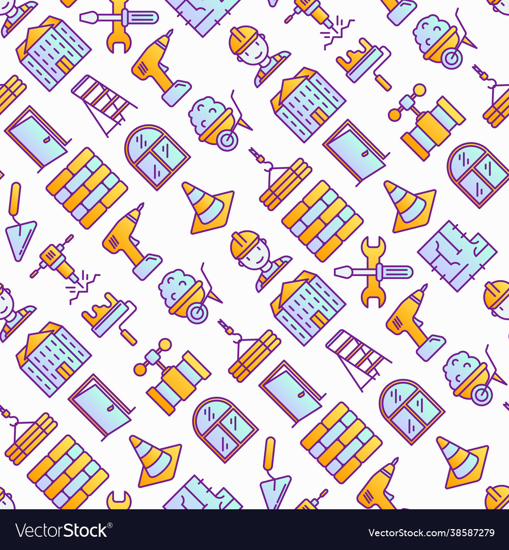 Construction seamless pattern with thin line