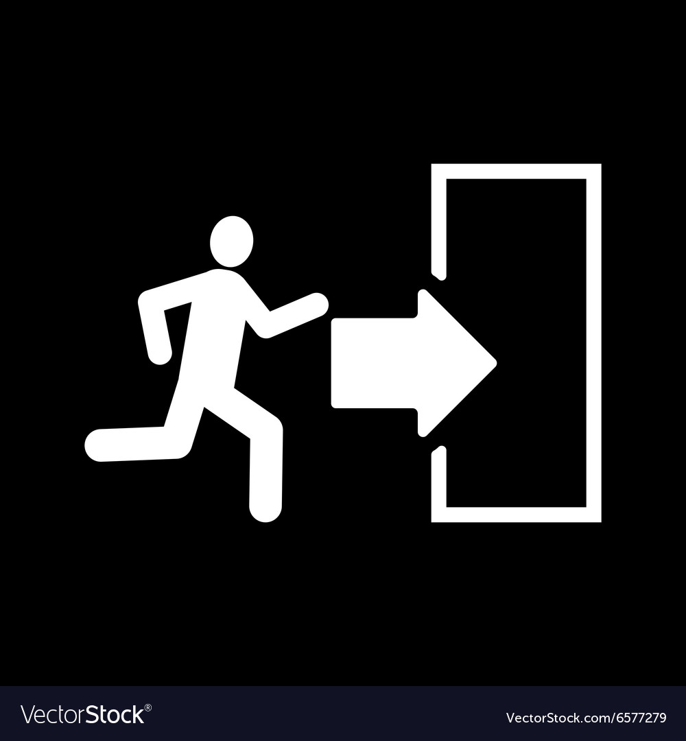 Exit icon emergency symbol flat
