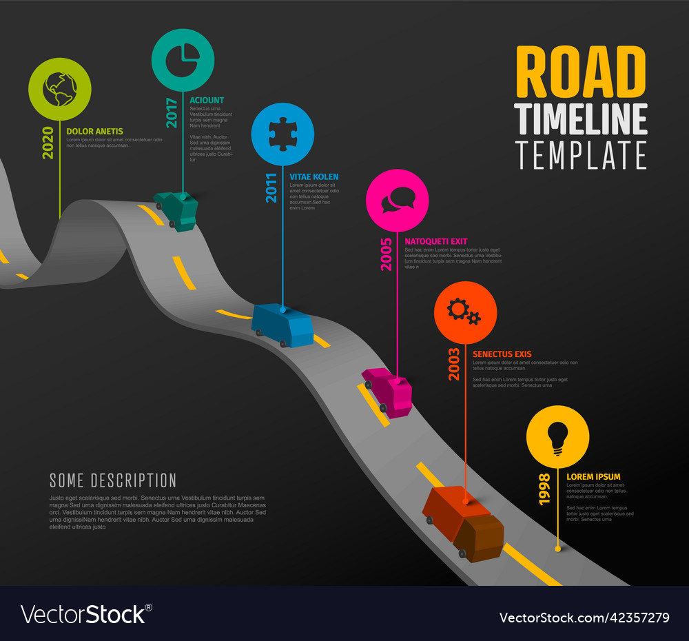 Infographic timeline template with pointers