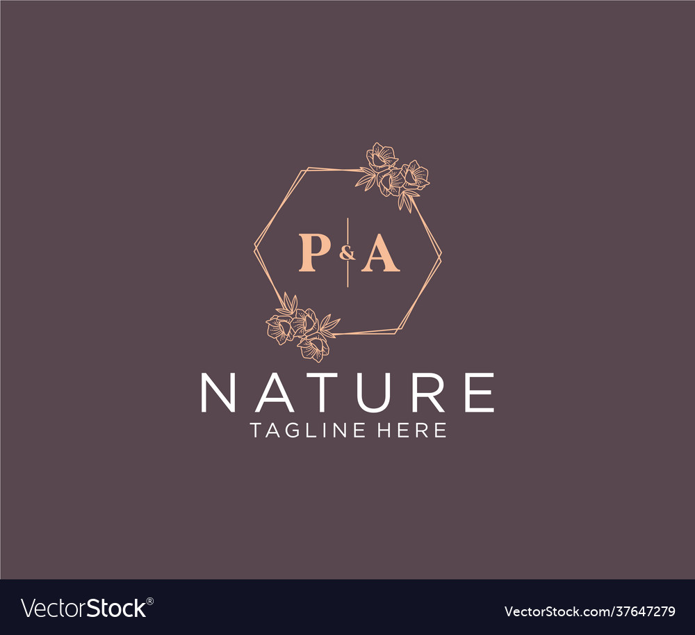 Initial pa letters floral frames botanical