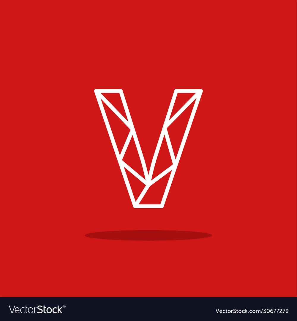 Logo letter lines red white v Royalty Free Vector Image