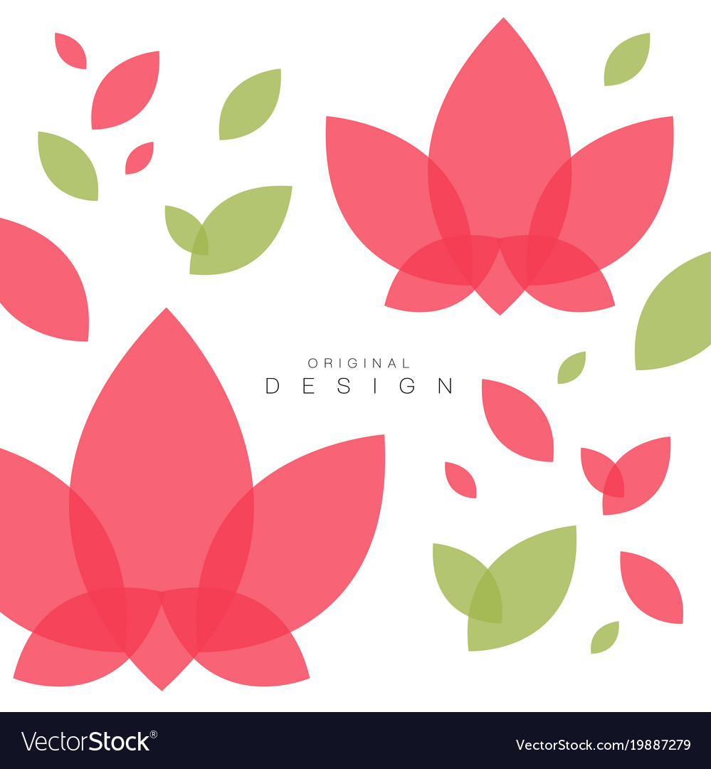 lotus flowers and leaves card with traditional vector image