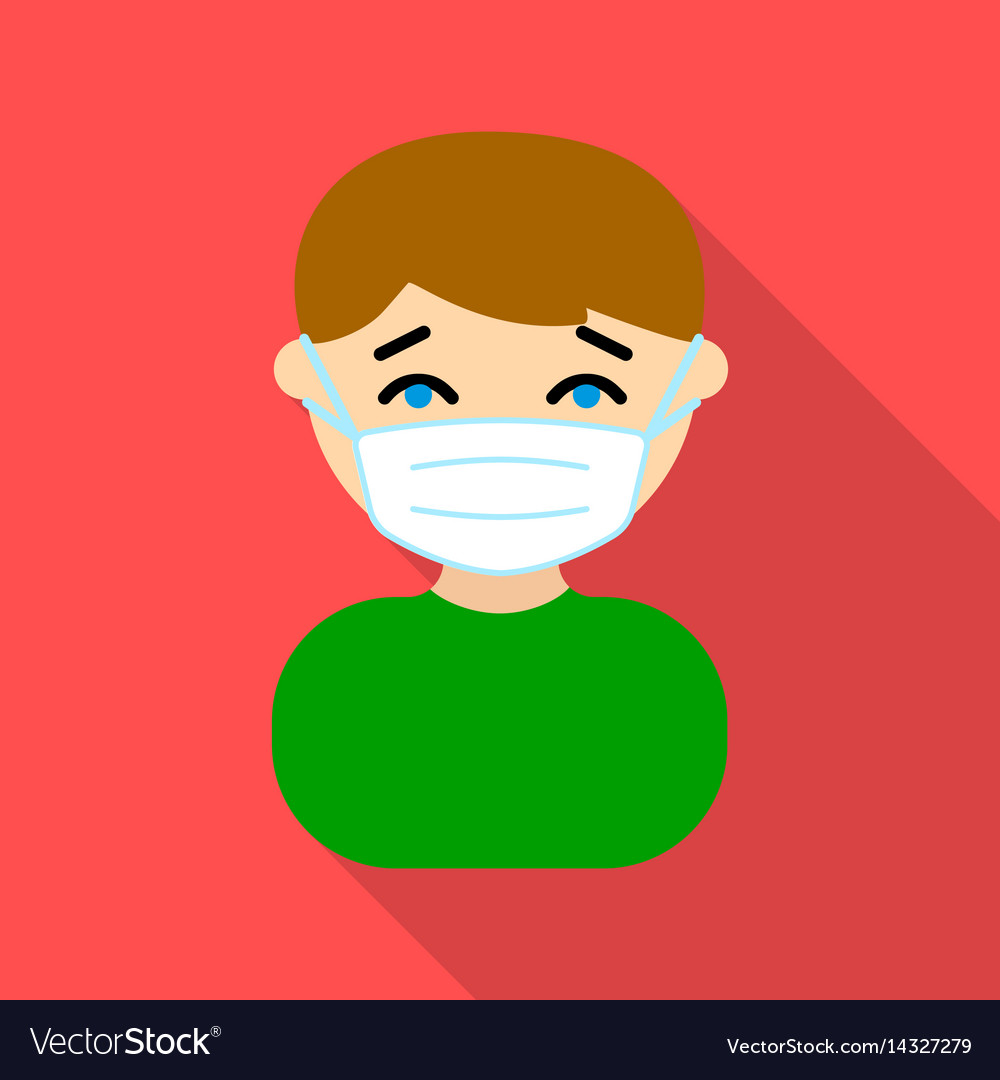 Mask infection icon flate single sick icon from Vector Image