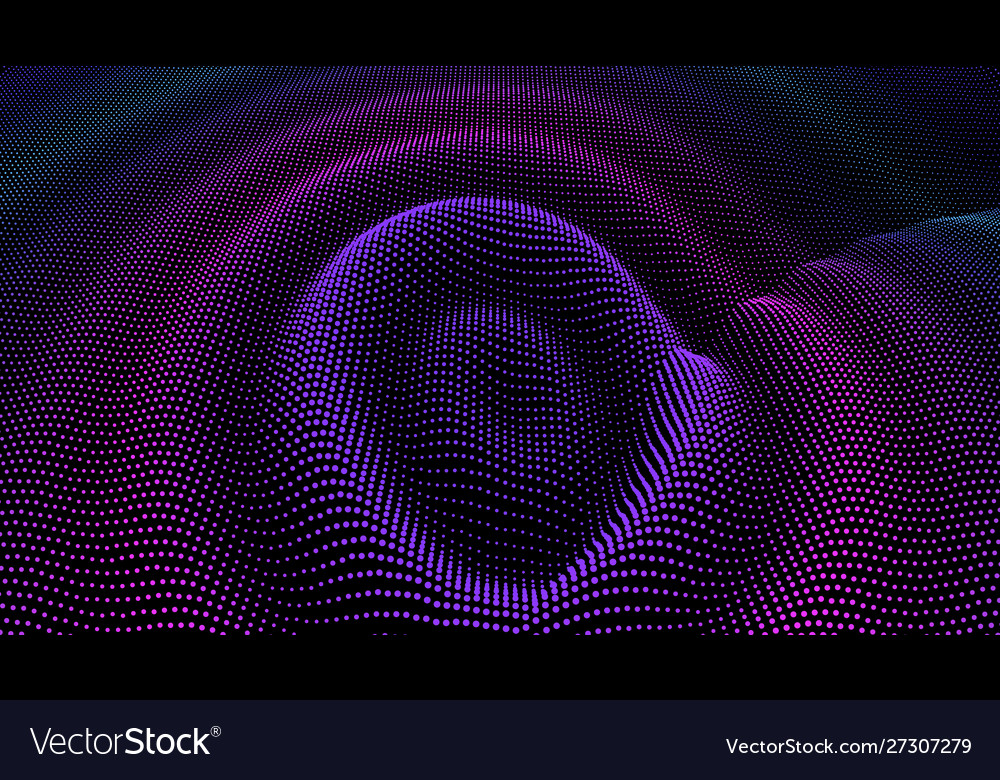 Particle 3d wavy ripple effect color grid surface