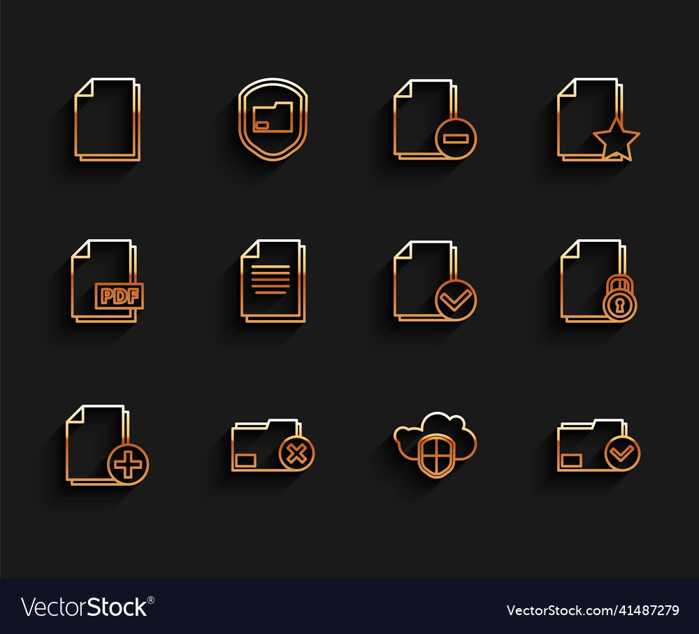Set line add new file delete folder document vector image Set line add new file delete folder document