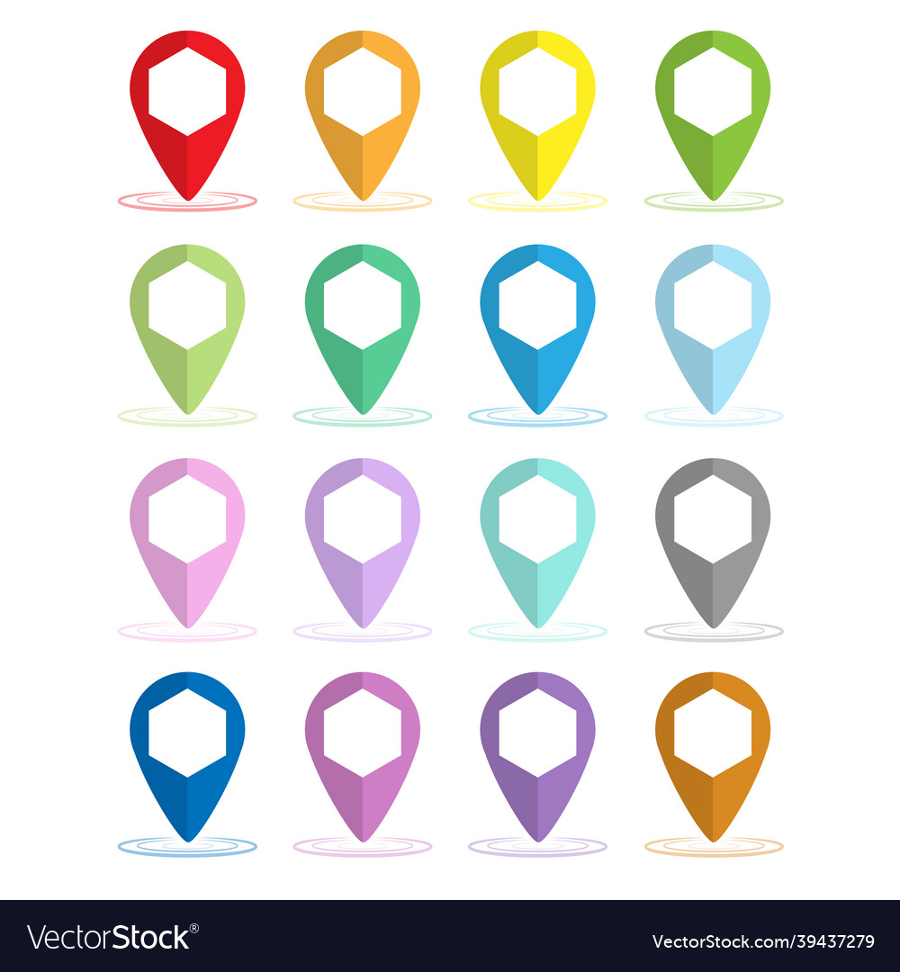 Set von farbigen Punkten oder Zeigern für eine Karte vector image Set von farbigen Punkten oder Zeigern für eine Karte