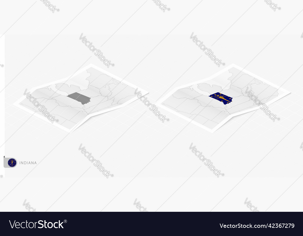 Set of two realistic map indiana with shadow vector image Set of two realistic map indiana with shadow