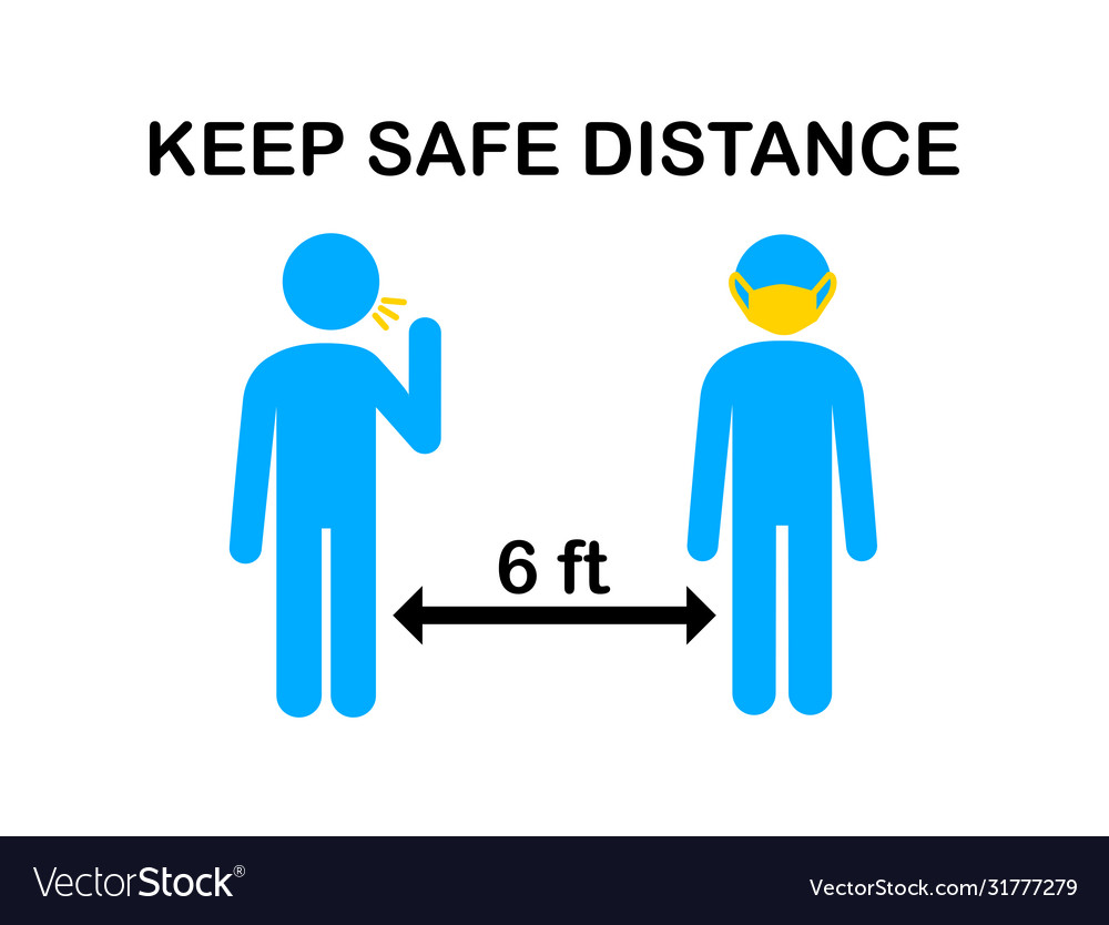 Social Distancing Iconkeep Safe Distance 6 Ft Or Vector Image