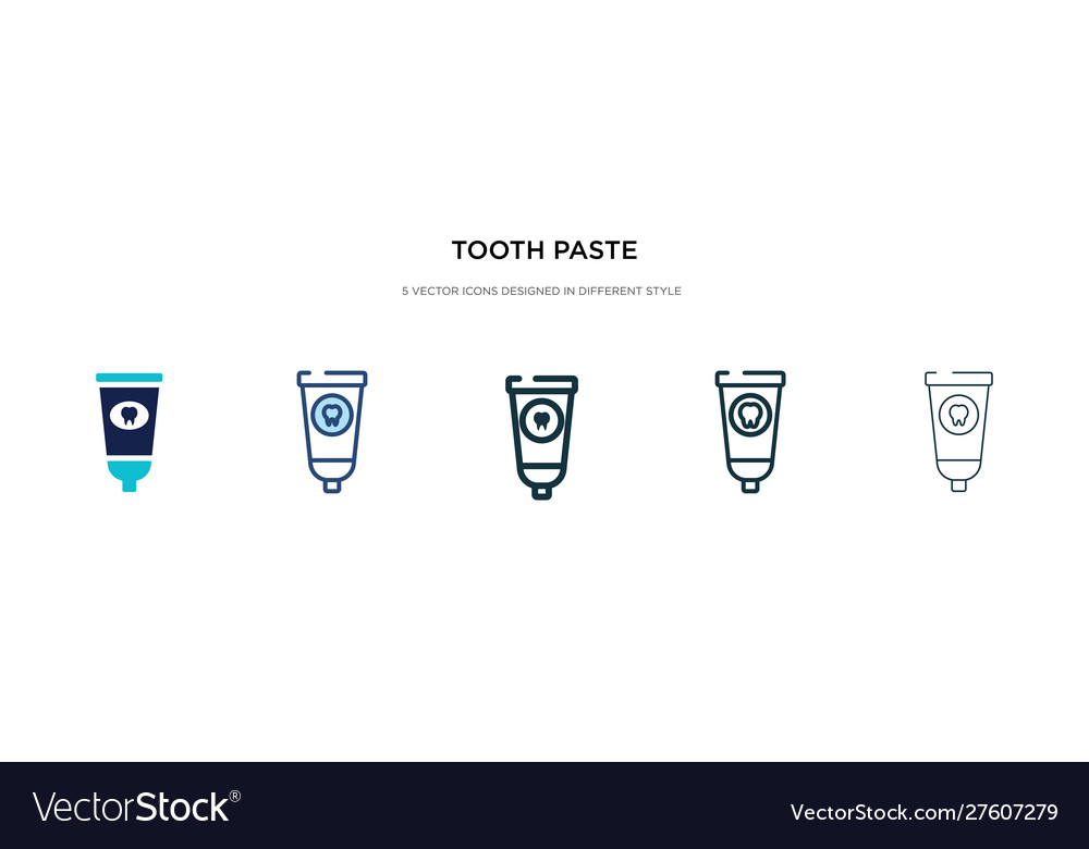 Tooth paste icon in different style two colored