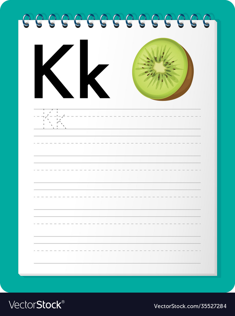 alphabet tracing worksheet with letter k and k vector image