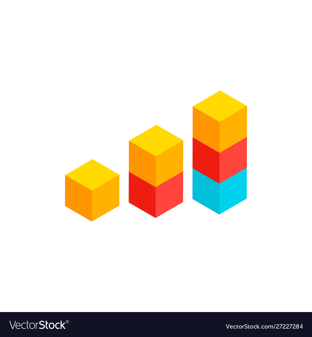 Column graph isometric object vector image Column graph isometric object