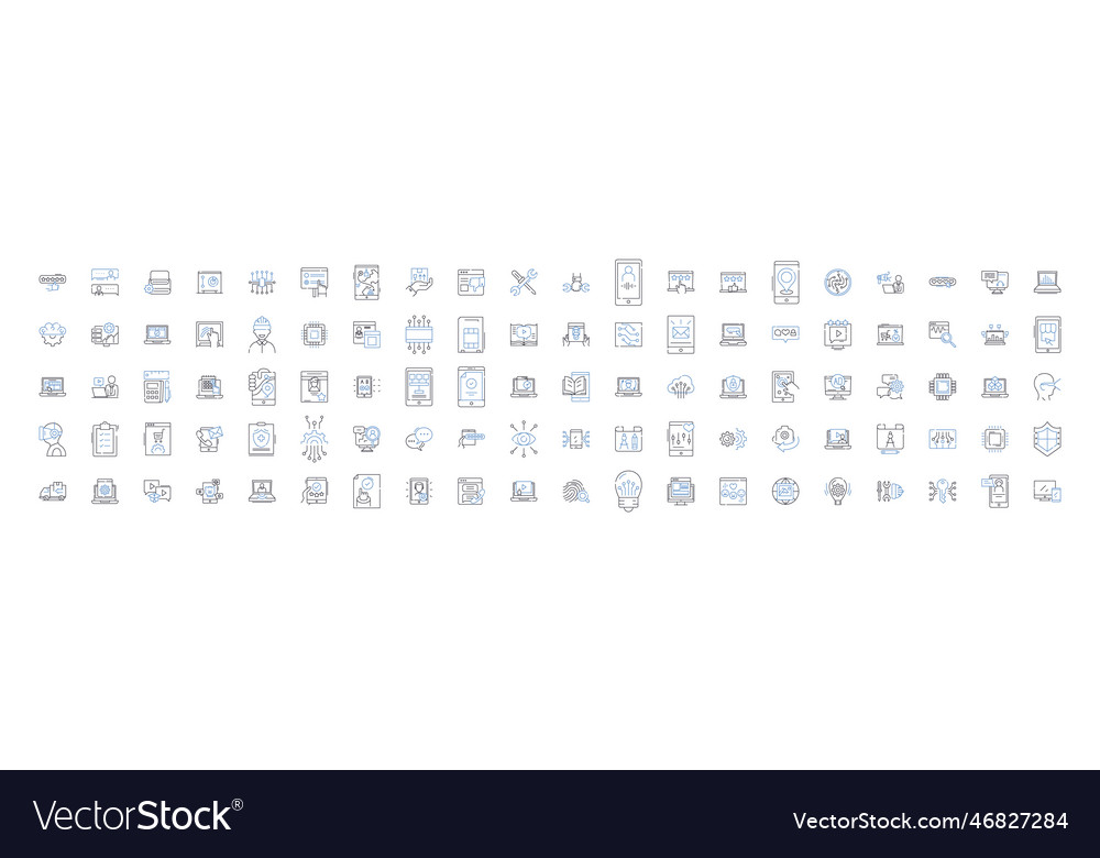 Computers and devices line icons collection vector image Computers and devices line icons collection