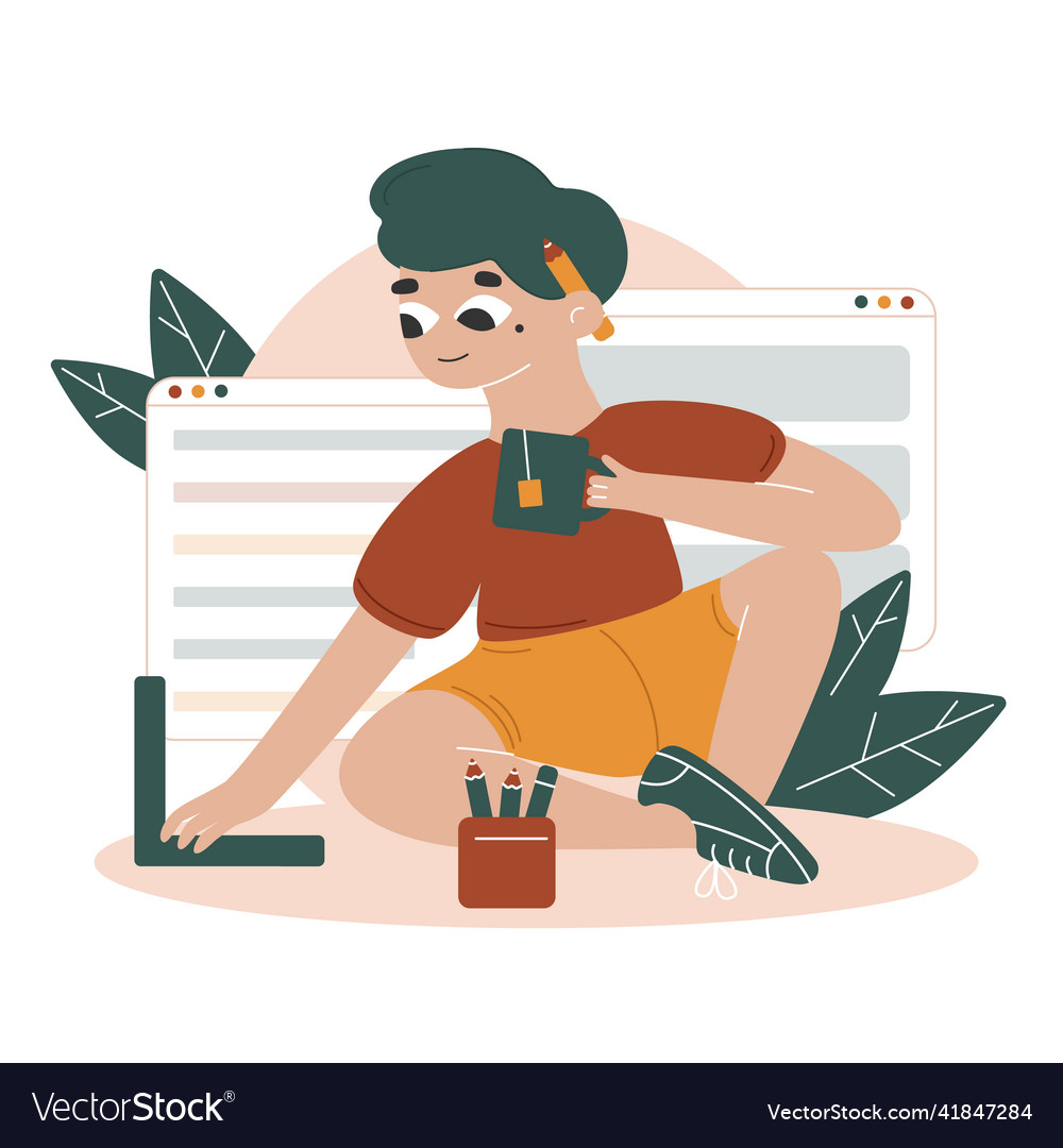 Flat cartoon the programmer vector image Flat cartoon the programmer