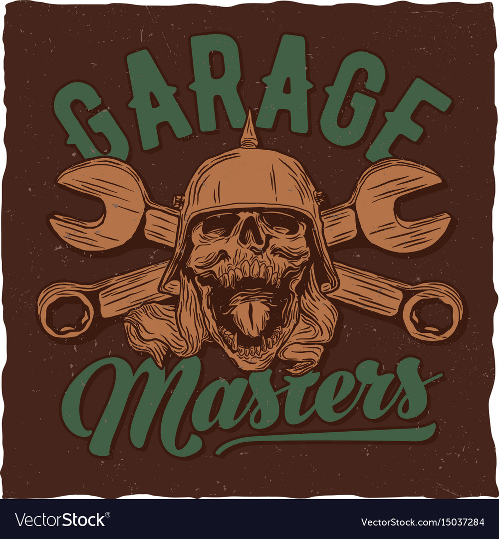 Garage masters t-shirt label design