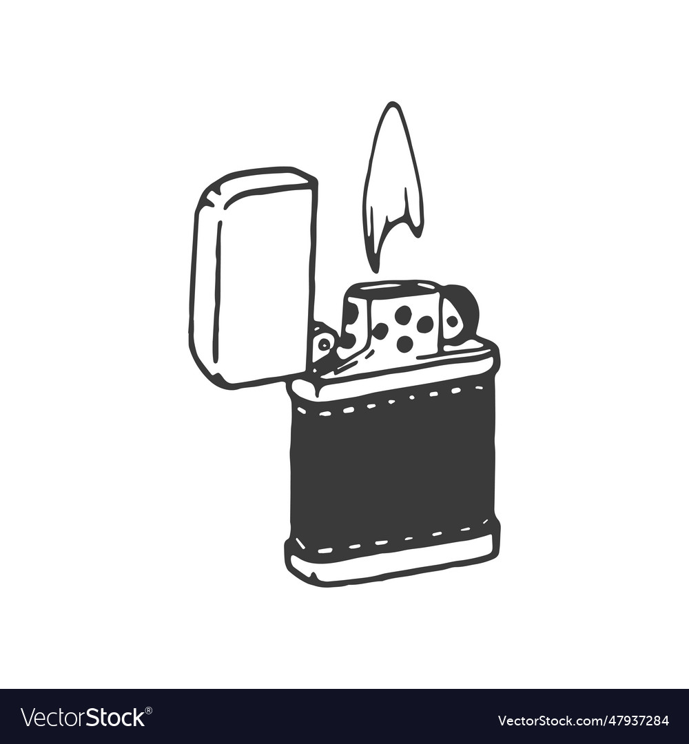 Lighter handdrawn element retro lighter Royalty Free Vector