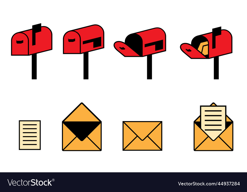 Mailboxes letters set incoming inbox message vector image Mailboxes letters set incoming inbox message