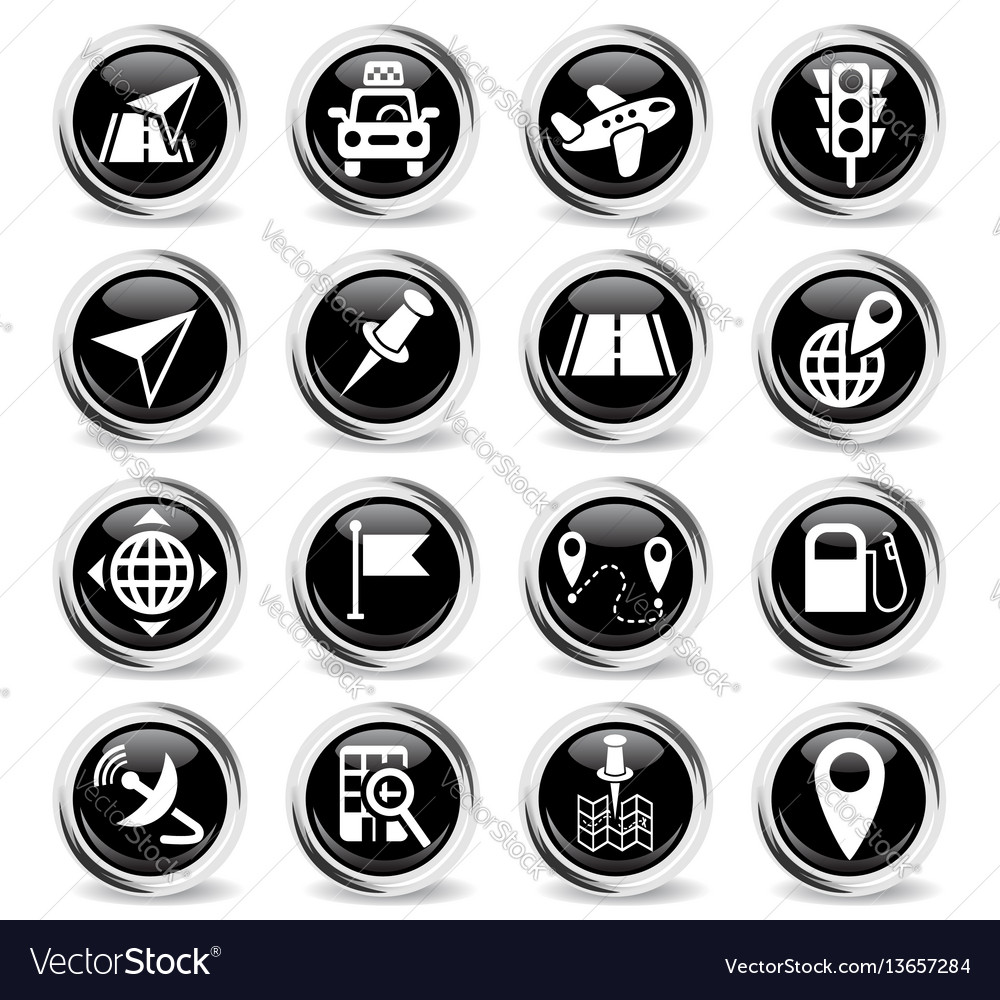 Navigation transport map icon set vector image Navigation transport map icon set