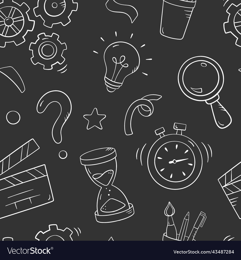 Quiz seamless pattern in doodle style