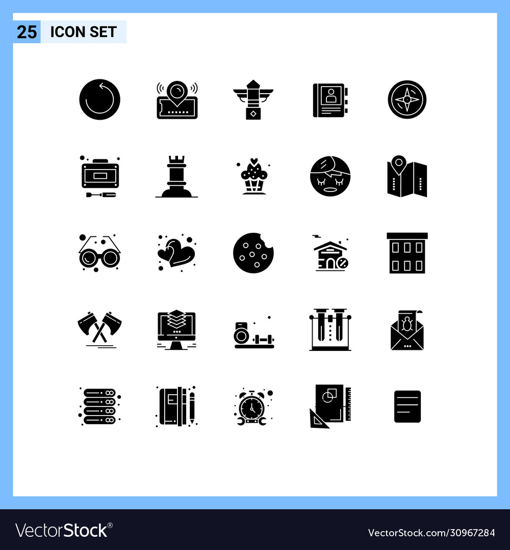 Set 25 commercial solid glyphs pack