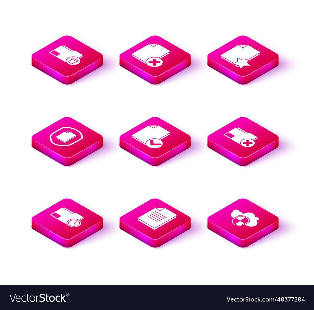 Set document folder with clock protection concept vector image Set document folder with clock protection concept
