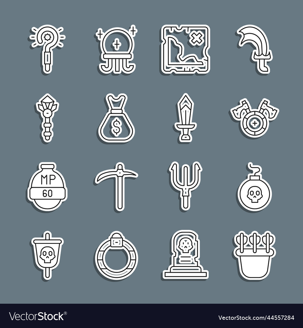Set line quiver with arrows bomb ready to explode vector image Set line quiver with arrows bomb ready to explode