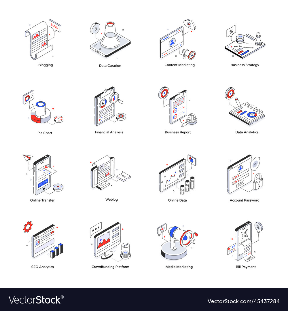 Set von Business isometrischen Icons