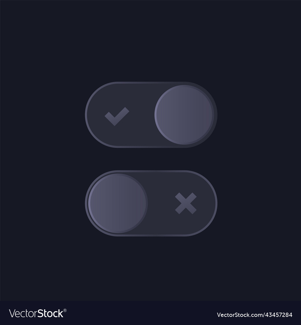 Toggle switch buttons on and off dark design