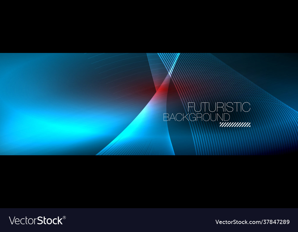 Abstract neon glowing light in dark with waves Vector Image