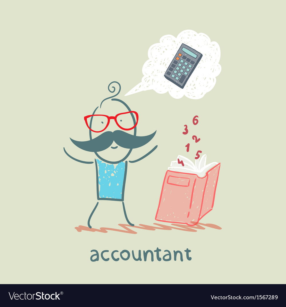 Accountant Reading a Book of Calculations