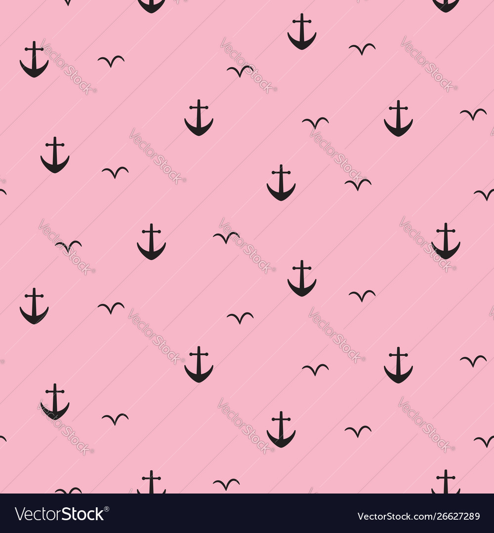 Anchor marine pink seamless pattern